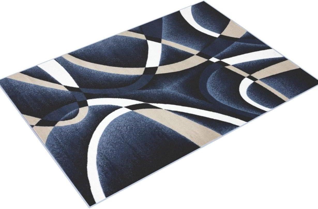 2305 Modern Abstract Area Rug Carpet, Navy / 5 x 7,2305 Navy 5x7