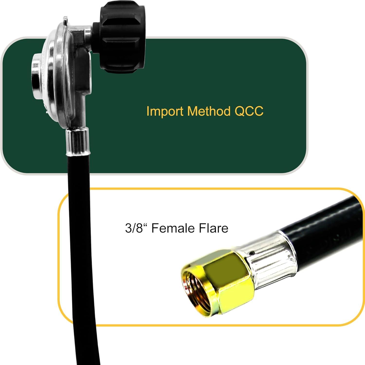 Gas One, 3 ft, QCC1 Propane Regulator and Hose Gas Line Connector