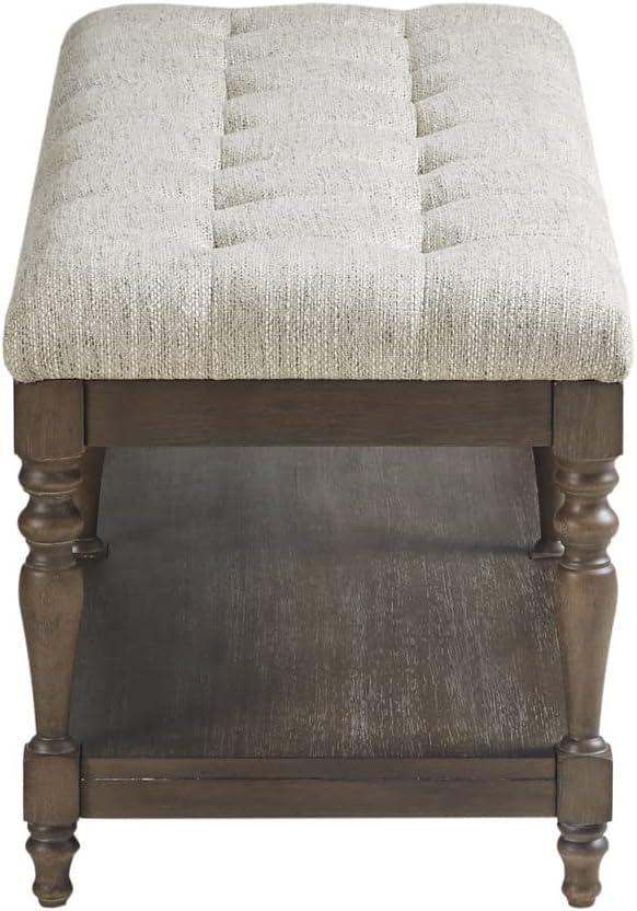 Martha Stewart Highland Tufted Accent Bench with Shelf