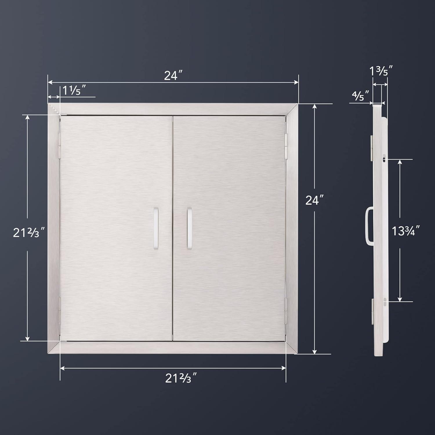 24" Silver Stainless Steel Double Outdoor Kitchen Access Doors