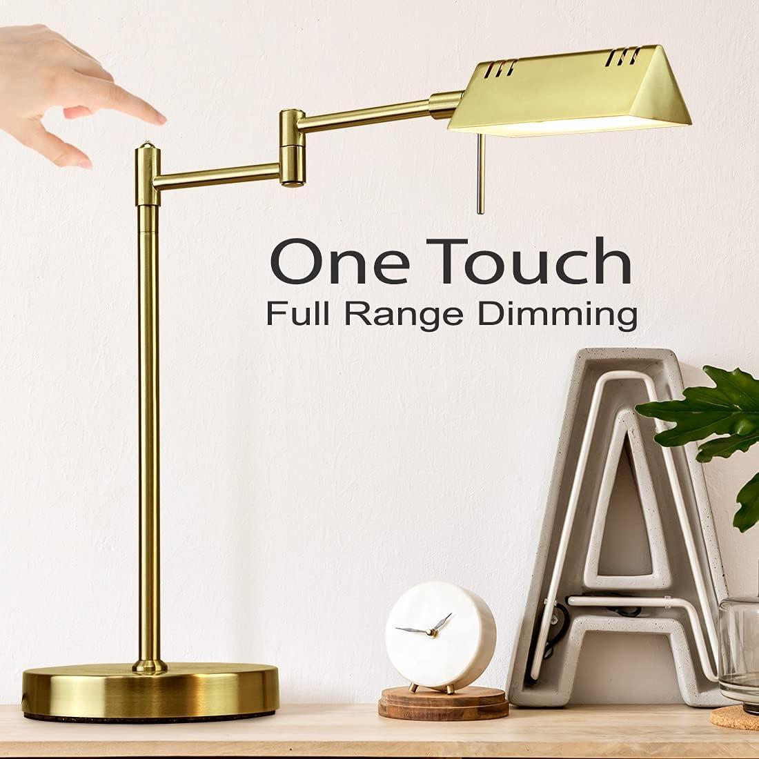 Gold Adjustable Pharmacy Swing Arm Desk Lamp with LED