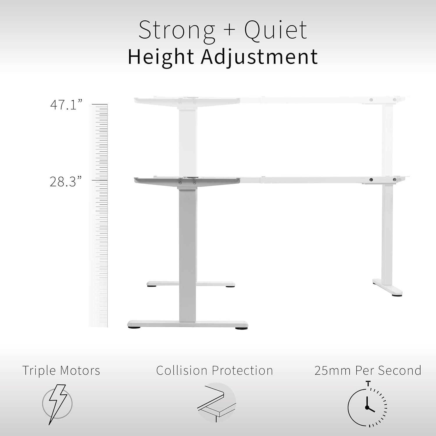 White Electric Multi-Motor Height Adjustable Corner Desk Frame