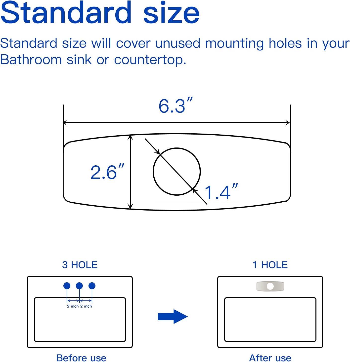 BWE 6.3 Inch Sink Hole Cover Bathroom Vessel Vanity Sink Faucet Rectangle Cover Deck Plate for 1 Or 3 Hole Escutcheon Brushed Nickel