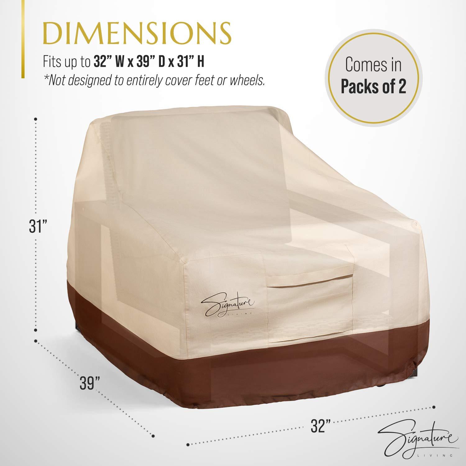 Signature Living 35” x 31” Tan Solid Print Patio Chair Cover, Waterproof, 2 Count