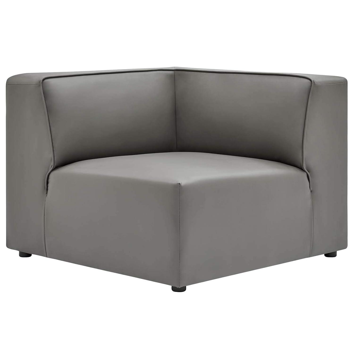 Mingle Vegan Leather Corner Chair Gray - Modway