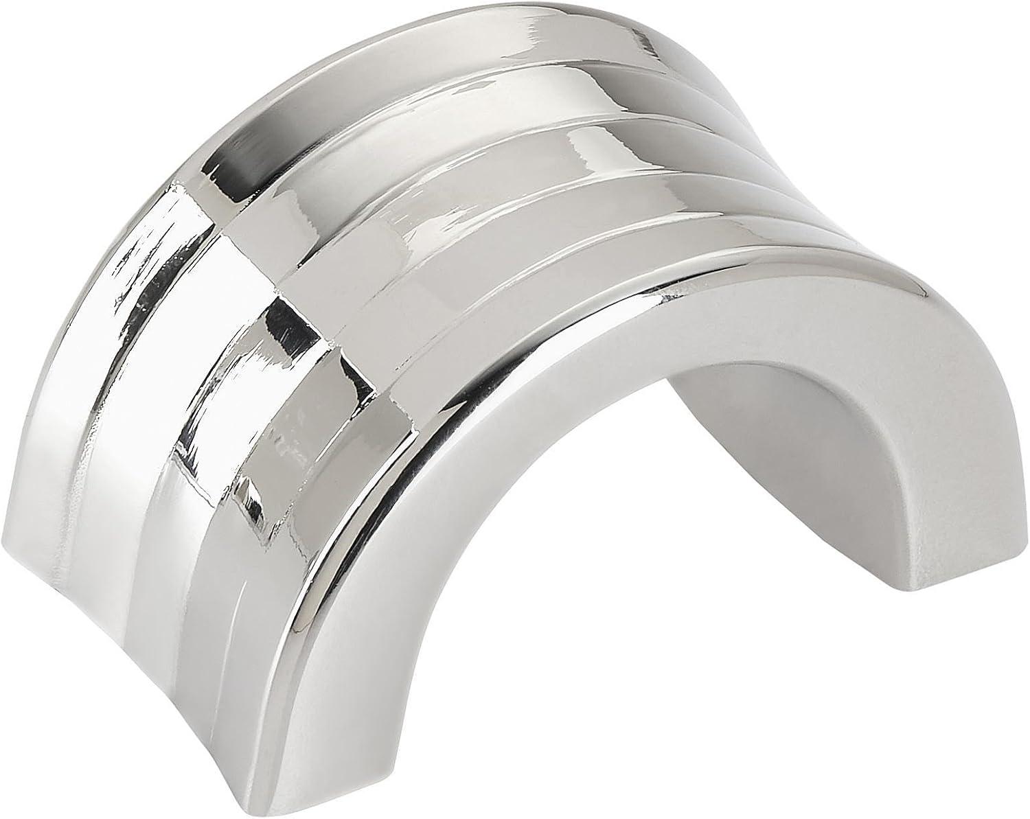 Amerock | Cabinet Finger Pull | Polished Nickel | 1-1/4 inch (32 mm) Center to Center | Concentric | 1 Pack | Drawer Pull | Drawer Handle | Cabinet Hardware