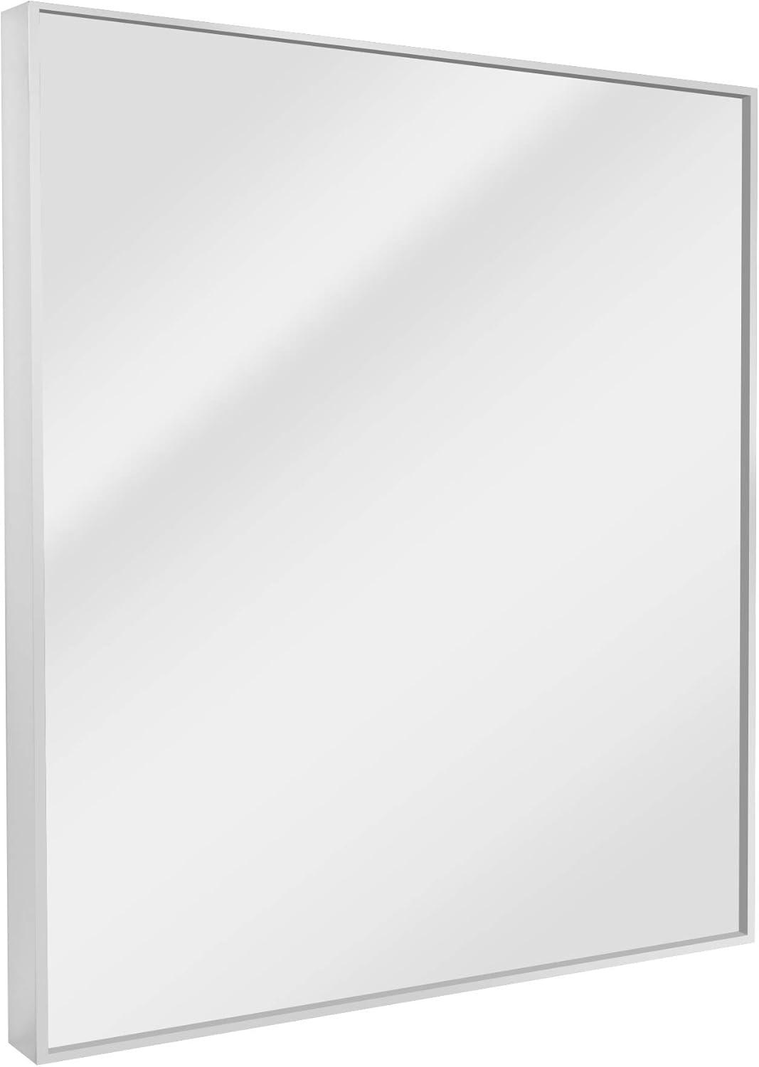 Head West Glossy Chrome Float Rectangular Framed Accent Wall Vanity Mirror - 30 x 36