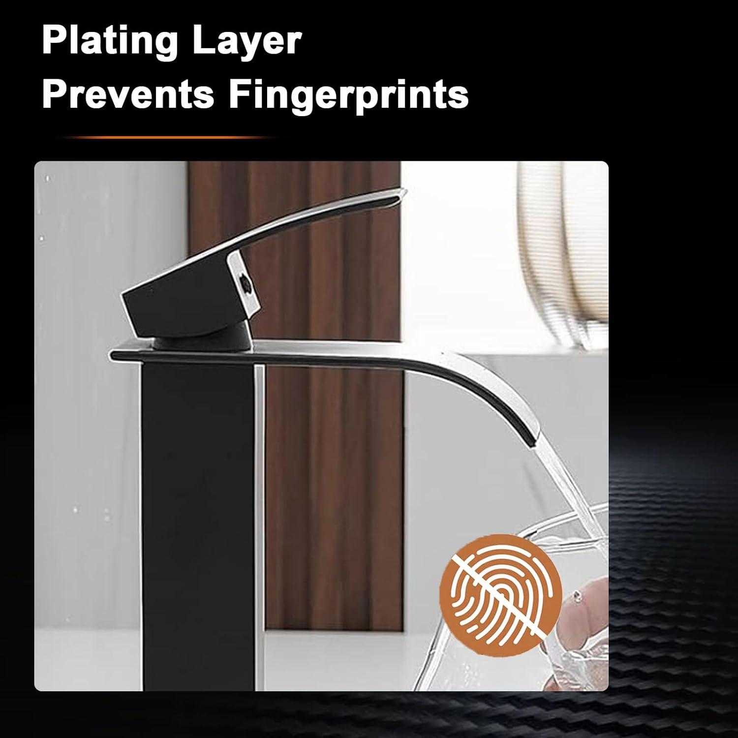 Waterfall Bathroom Faucet Single Handle，Bathroom Sink Faucet 1 Hole，Waterfall Faucet for Bathroom Sink，Vessel Sink Faucet Matte Black Tall Bathroom Faucet