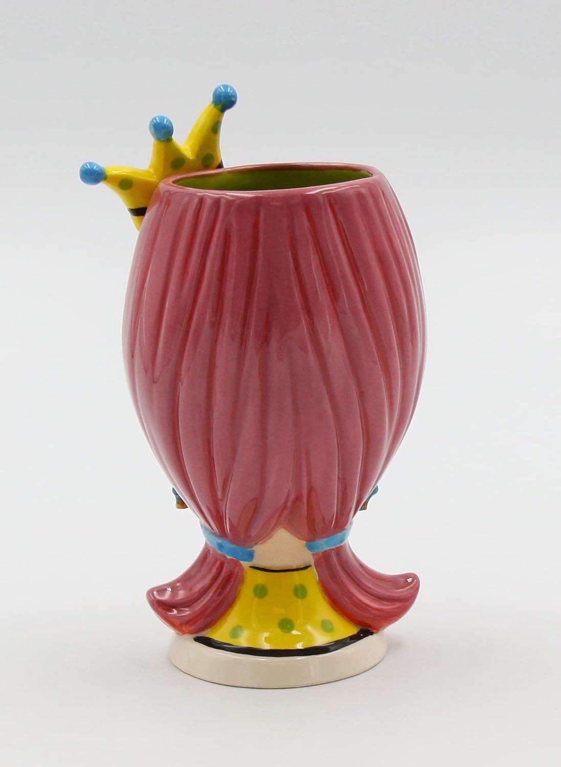 Sassy Chic 8.5'' Ceramic Beauty Queen Vase & Brush Holder