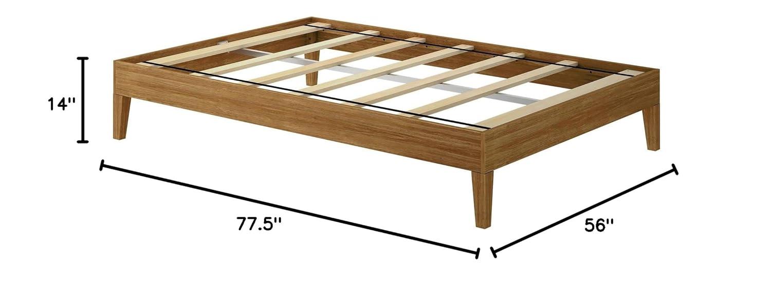 Plank+Beam Solid Wood Full Size Platform Bed Frame,  Matte Pecan