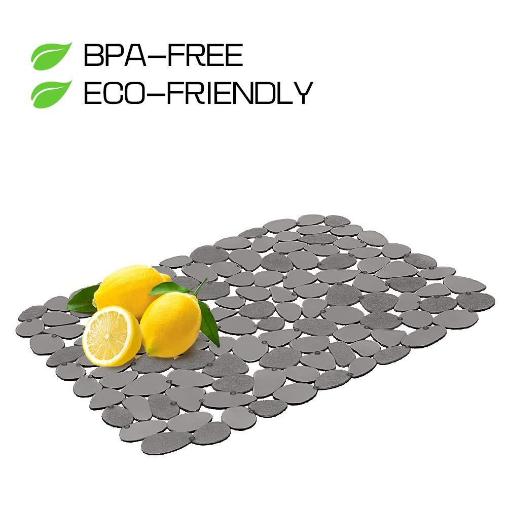 Yolife Pebble Sink Mats for Stainless & Porcelain Sinks, PVC Saddle Protectors - Dish & Glassware Guard (Grey, 2 Pack)