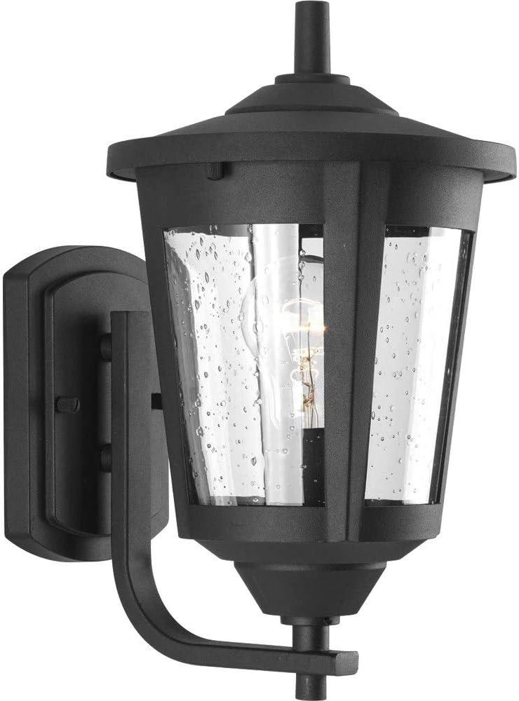 Progress Lighting, East Haven, 1-Light Outdoor Wall Lantern, Antique Bronze, Seeded Glass Shade