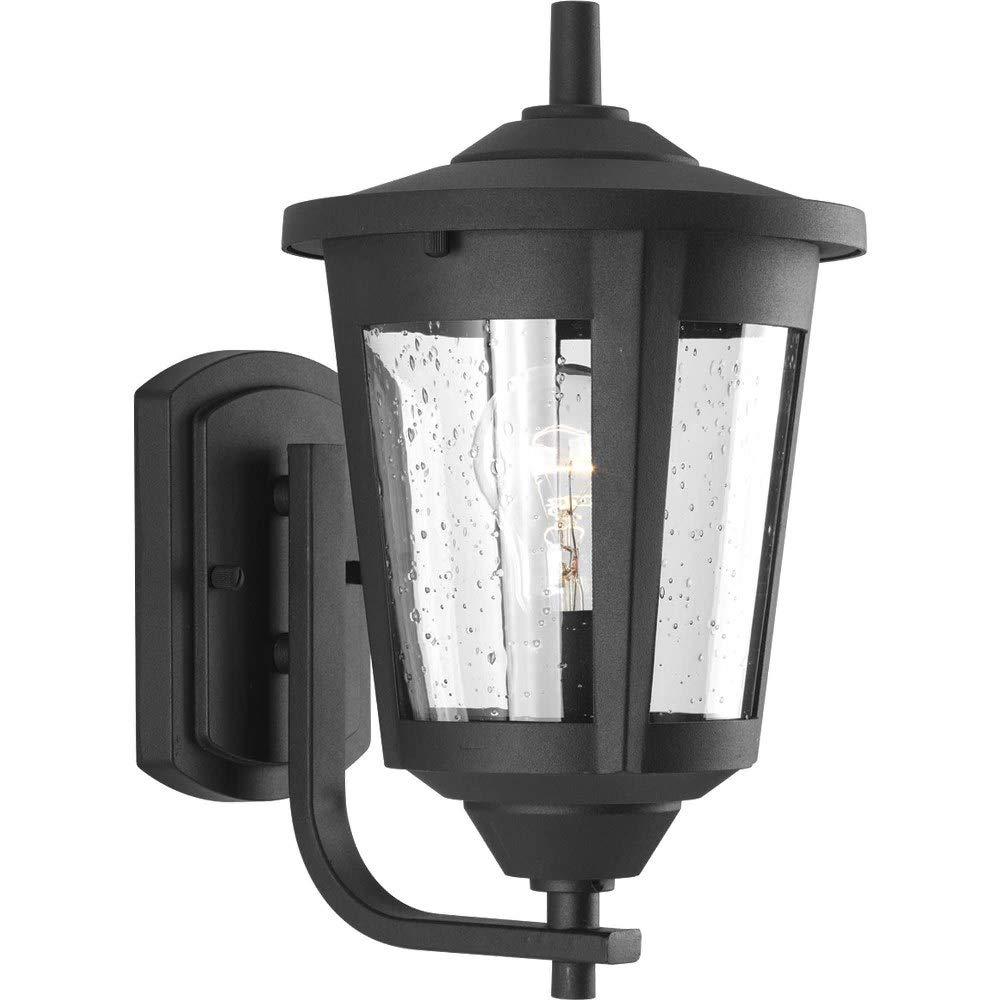 Progress Lighting, East Haven, 1-Light Outdoor Wall Lantern, Antique Bronze, Seeded Glass Shade