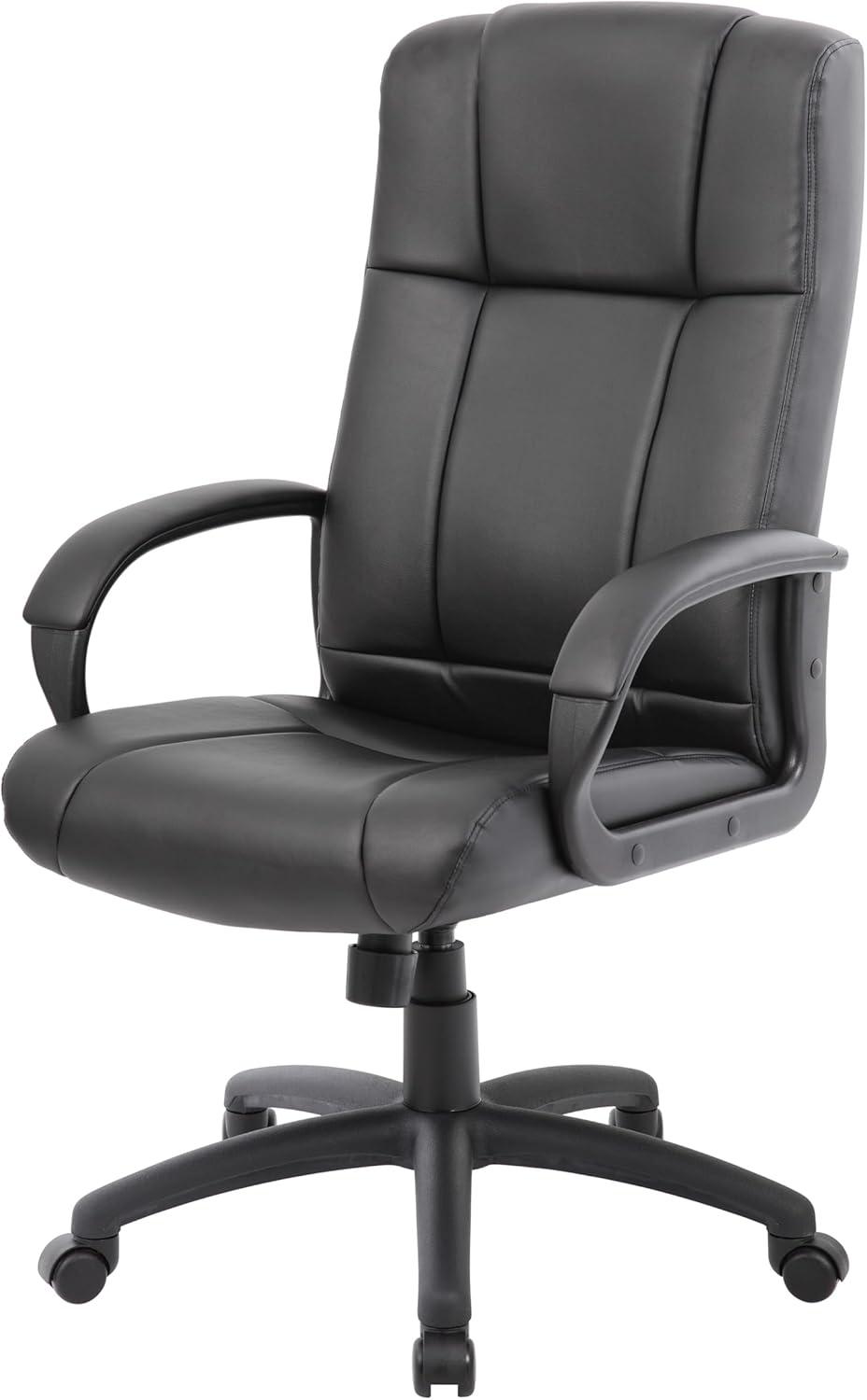 Caressoft Executive High Back Chair Black - Boss Office Products: Pneumatic Lift, Lumbar Support, 5 Casters