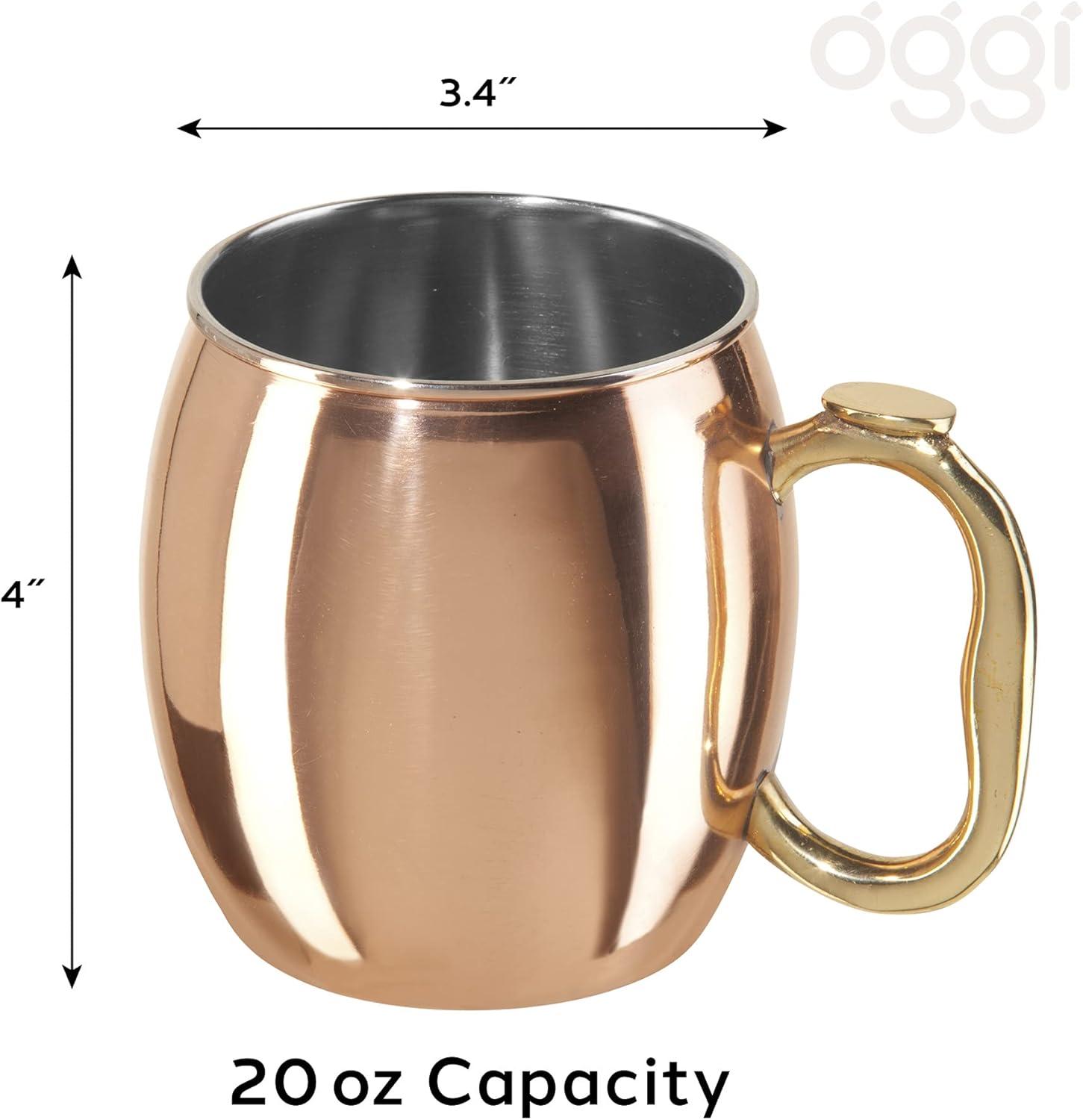 Copper Plated Stainless Steel Moscow Mule Mug with Brass Handle