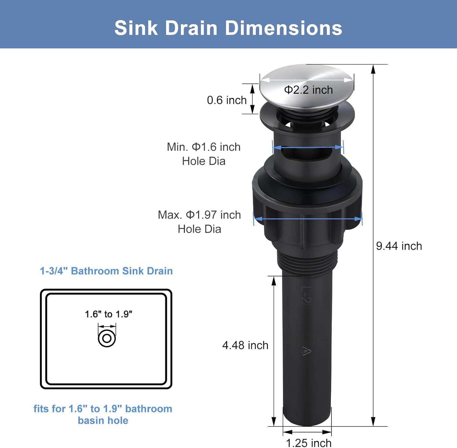 Pop-Up Bathroom Sink Drain with Overflow( 2Pack)