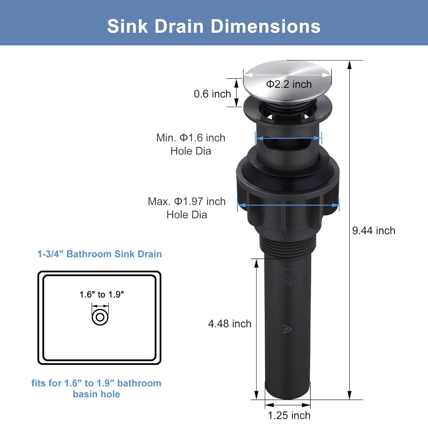 Pop-Up Bathroom Sink Drain with Overflow( 2Pack)