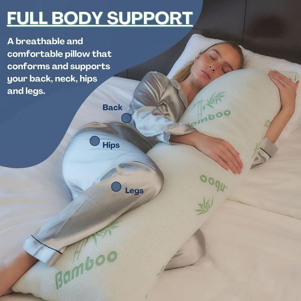 Cooling Bamboo Rayon Body Pillow with Memory Foam Fill