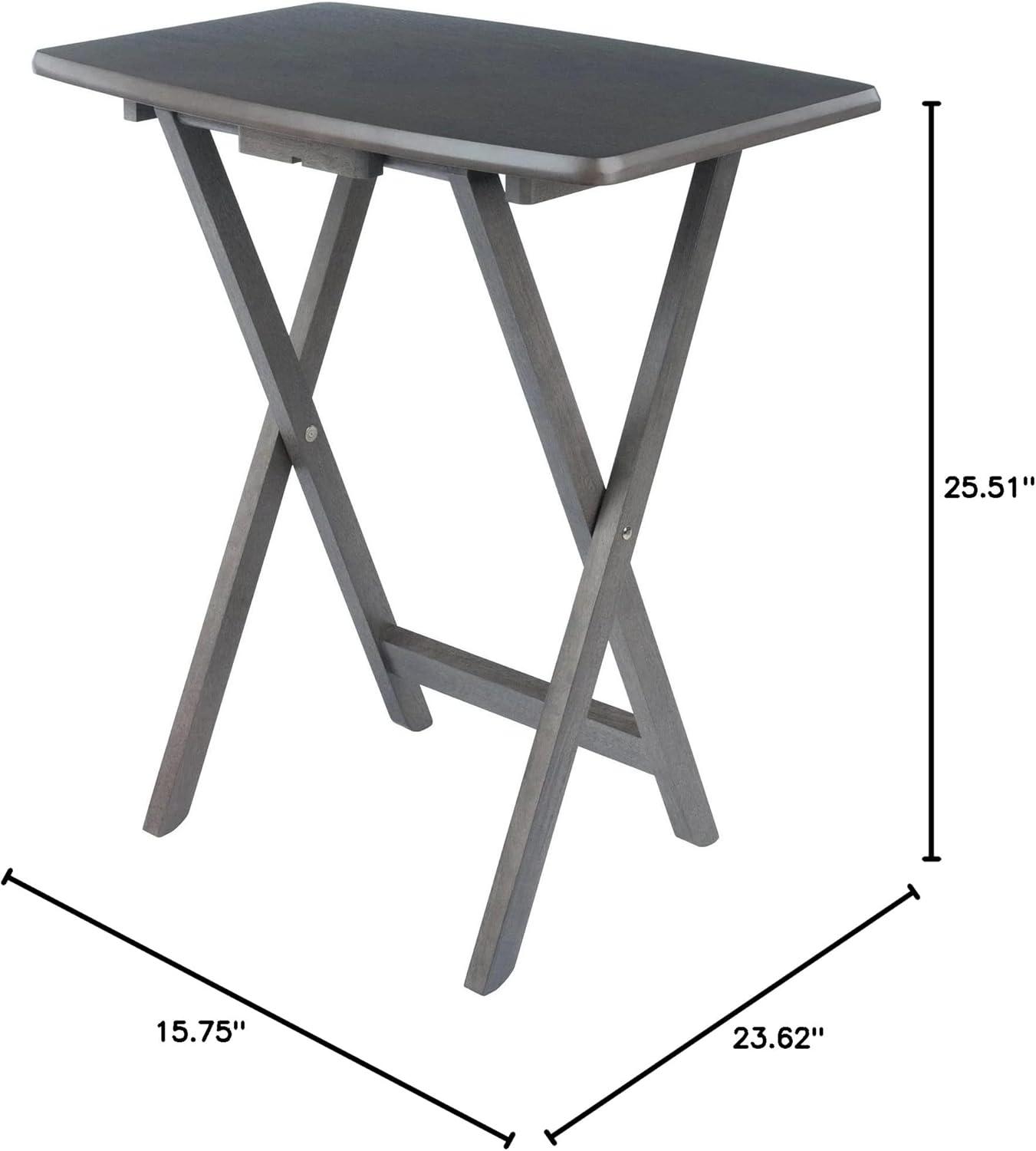 5pc Set Dorian Snack Tables Oyster Gray - Winsome: Portable, Oversized Tops, Storage Stand