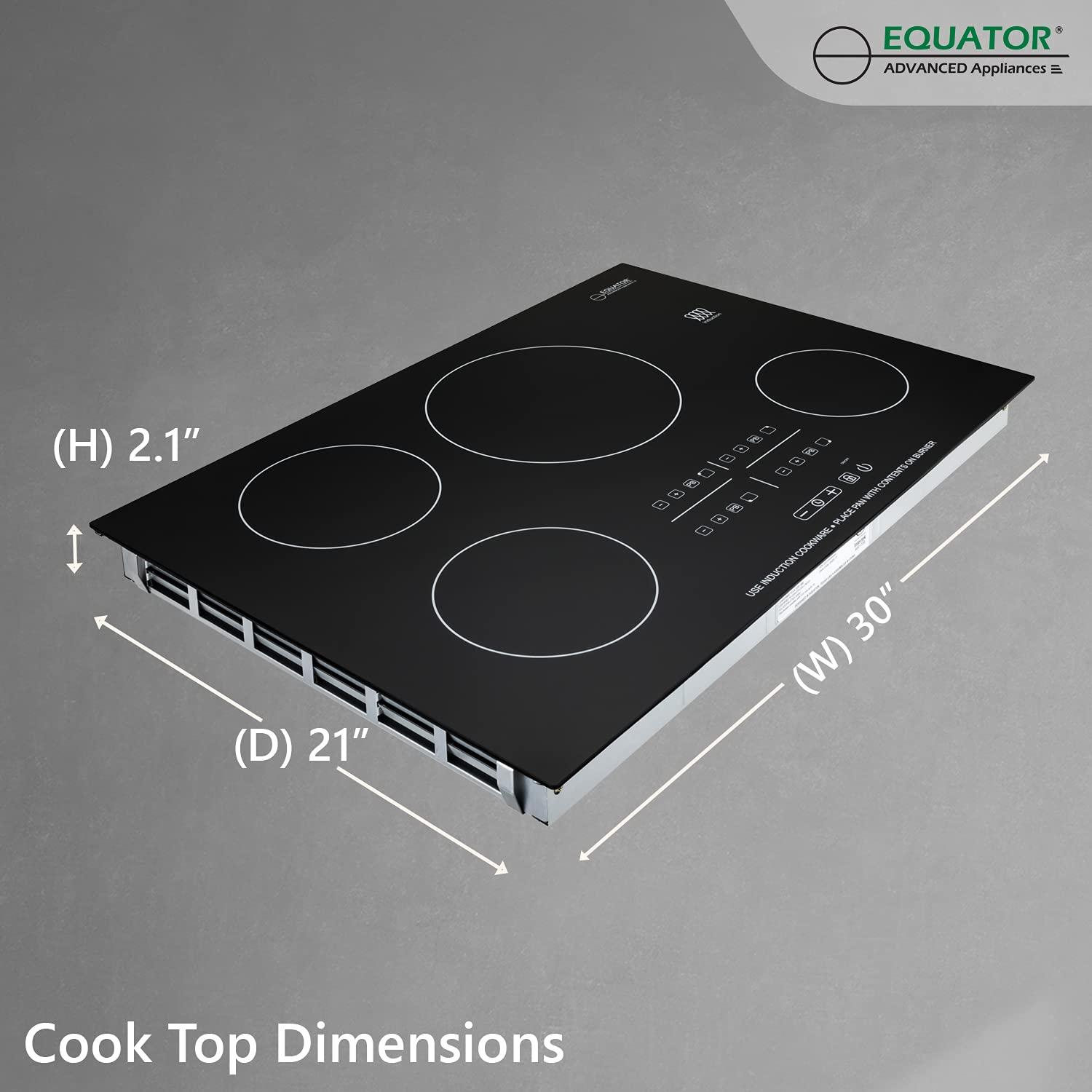 Equator Advanced Appliances Equator 30" Built-In 4 Burner Induction Cooktop POWER BOOST Keep Warm 240V/7400W BIC 304