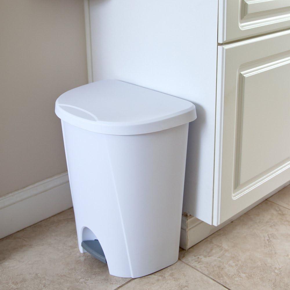 Sterilite 10948004 6.6 Gallon/25 Liter Portable Home StepOn Wastebasket, White