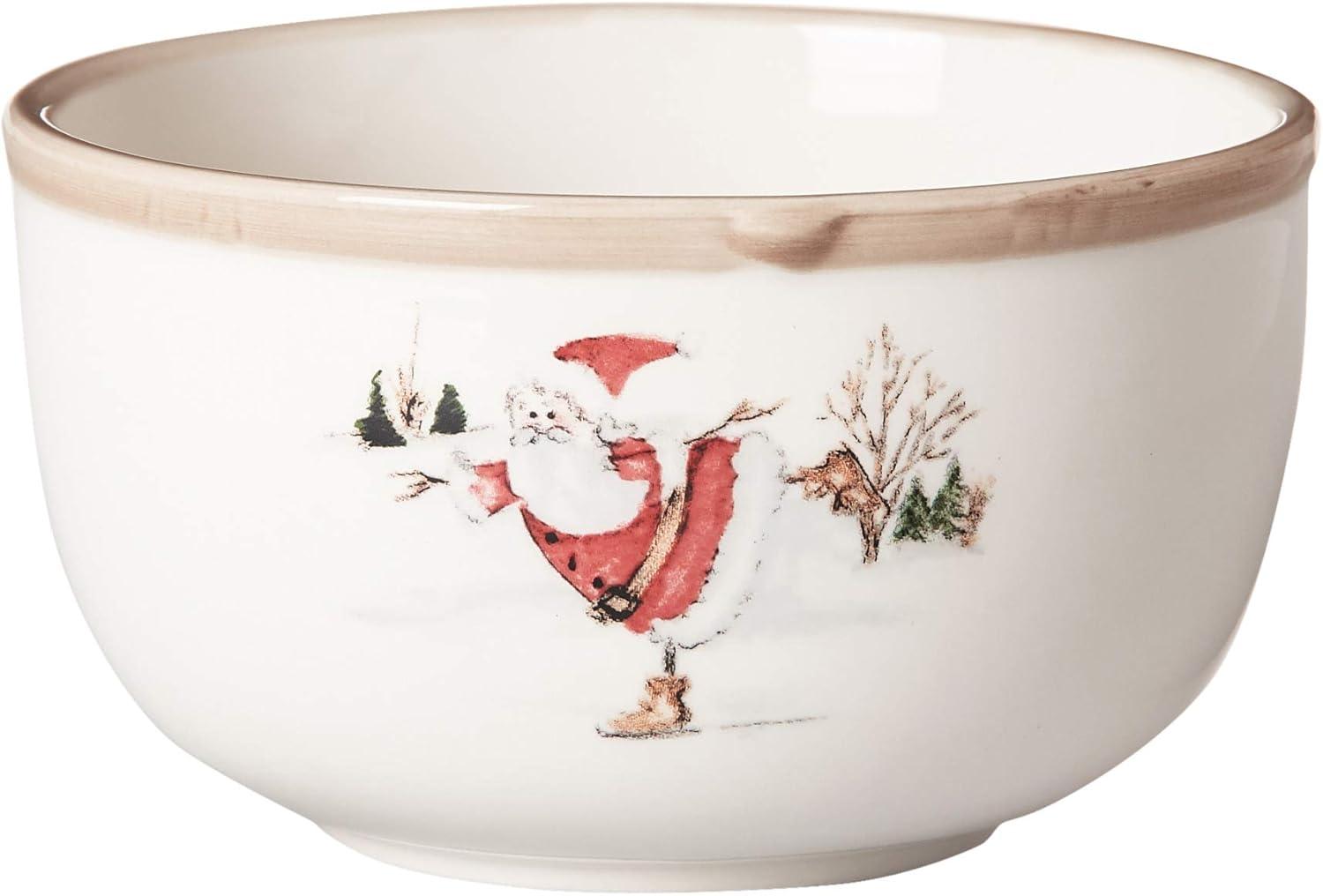 American Atelier, Round, Christmas Twig Cream Ceramic Dinnerware Set, 20-Piece