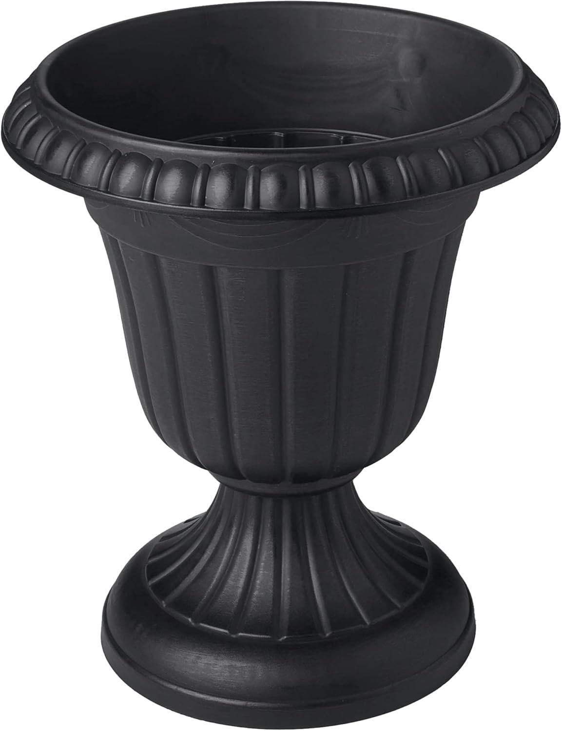 Arcadia Garden Products 10x12" Traditional Plastic Urn Planter, Black