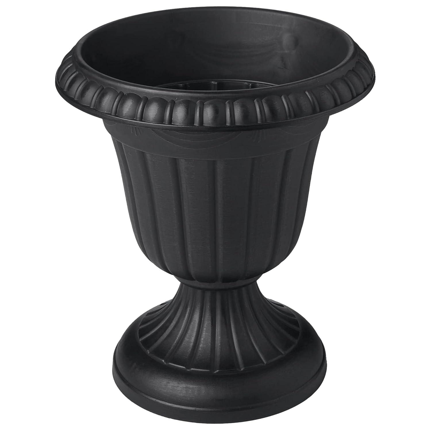 Arcadia Garden Products 16x18" Traditional Plastic Urn Planter, Black