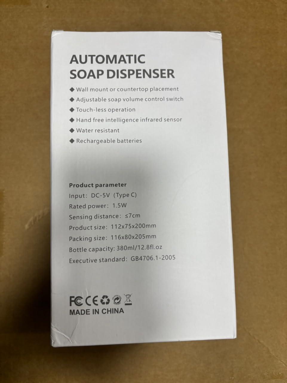 Automatic Liquid Soap Dispenser,380ml Wall Mount Touchless 4 Gear Adjustable Electric Liquid Soap Dispenser,USB Rechargeable with Sensor for Bathroom,Kitchen,Office