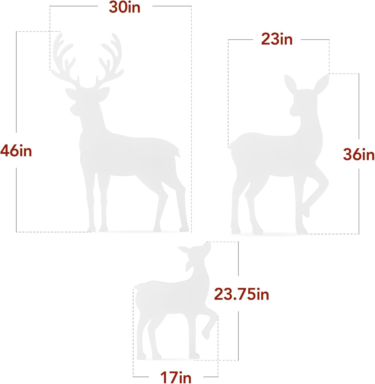 White 3-Piece 46" Outdoor PVC Deer Family Silhouette Set