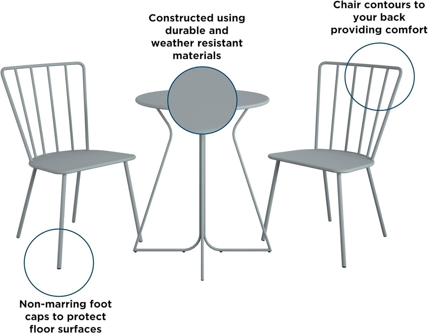 Heidi Gray 3-Piece Round Steel Bistro Set