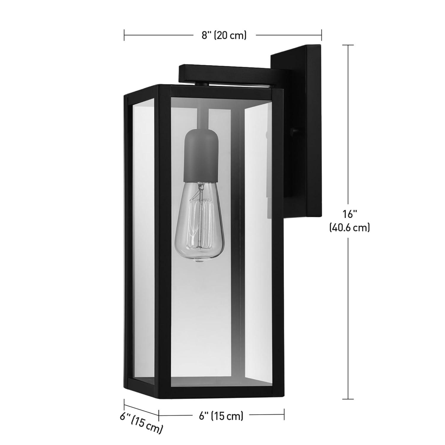Globe Electric Bowery 1-Light Matte Black Outdoor Indoor Wall Sconce with Clear Glass Shade, 44176