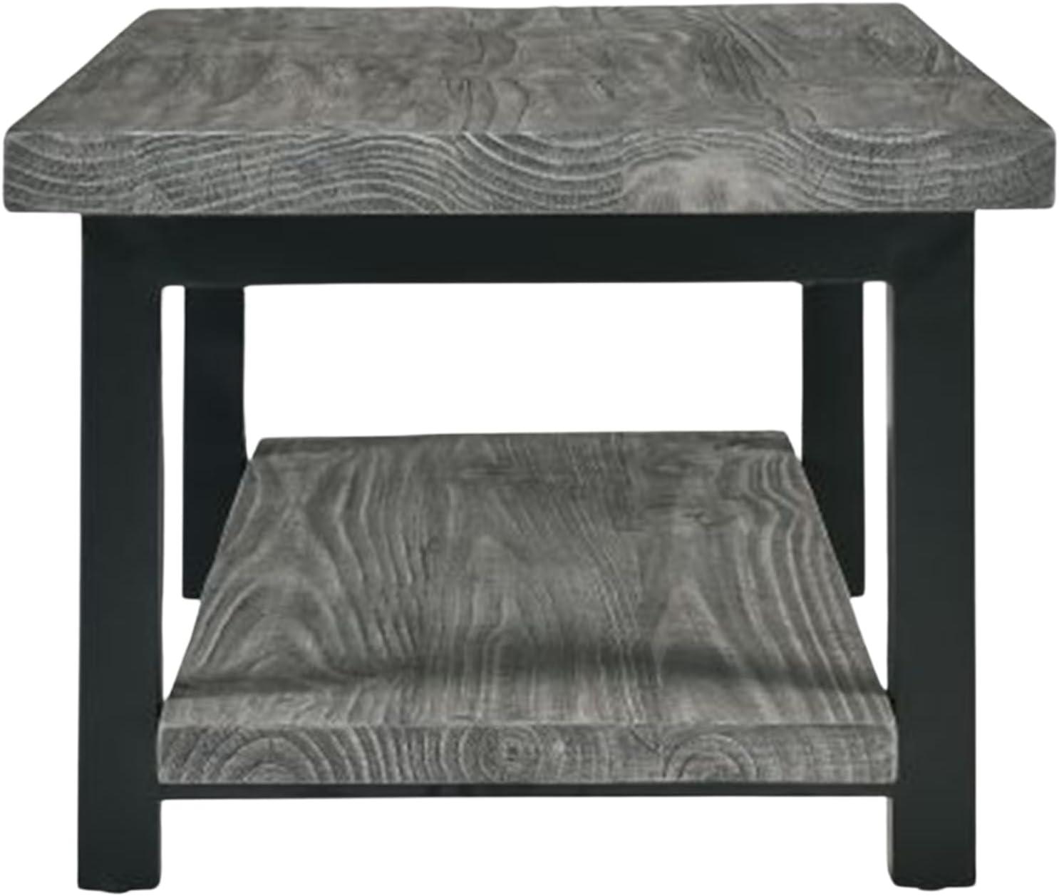 42" Pomona Metal and Reclaimed Wood Coffee Table Slate Gray - Alaterre Furniture