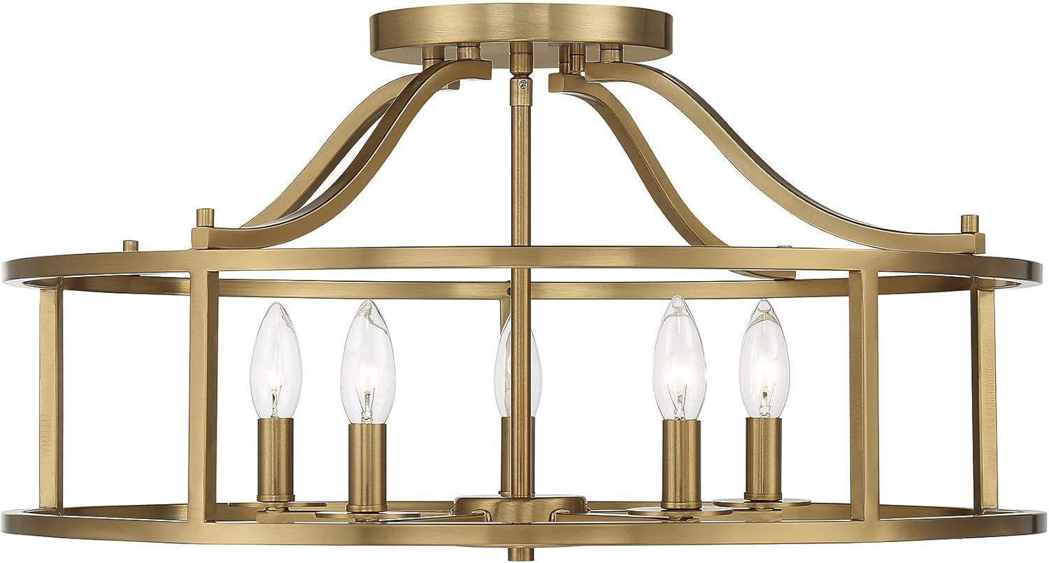 Savoy House Stockton 5 - Light Semi-Flush Mount in  Warm Brass