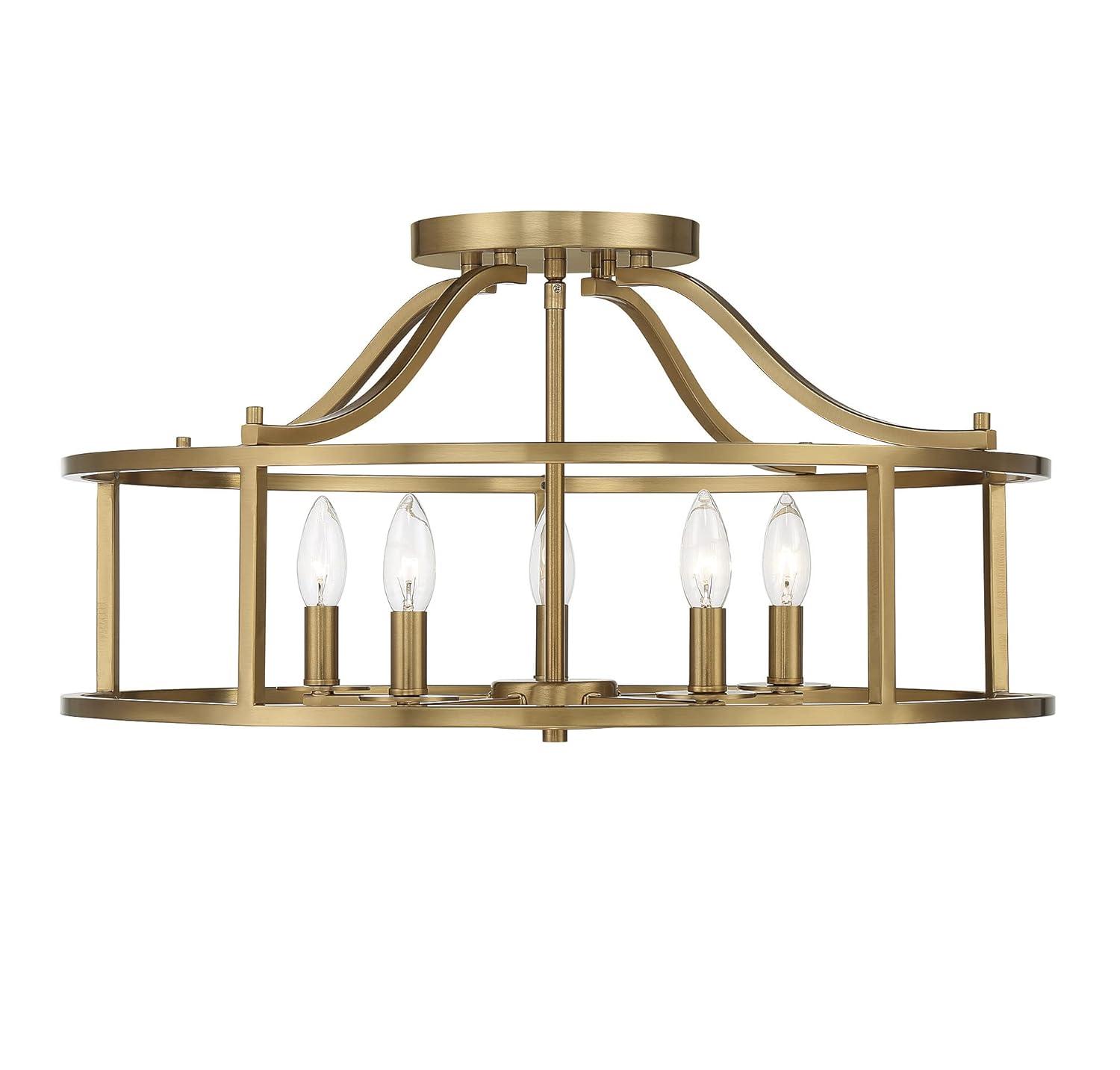 Savoy House Stockton 5 - Light Semi-Flush Mount in  Warm Brass