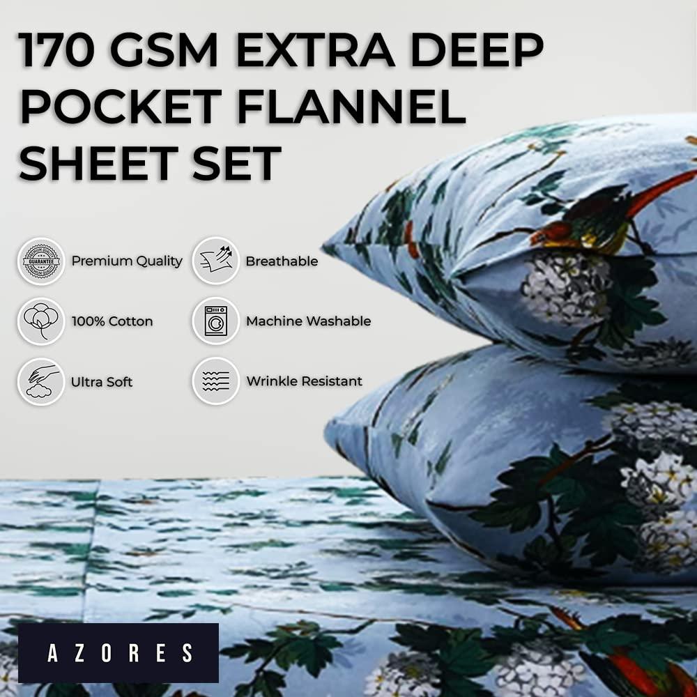 Azores Home Celina Flannel Floral Sheet Set