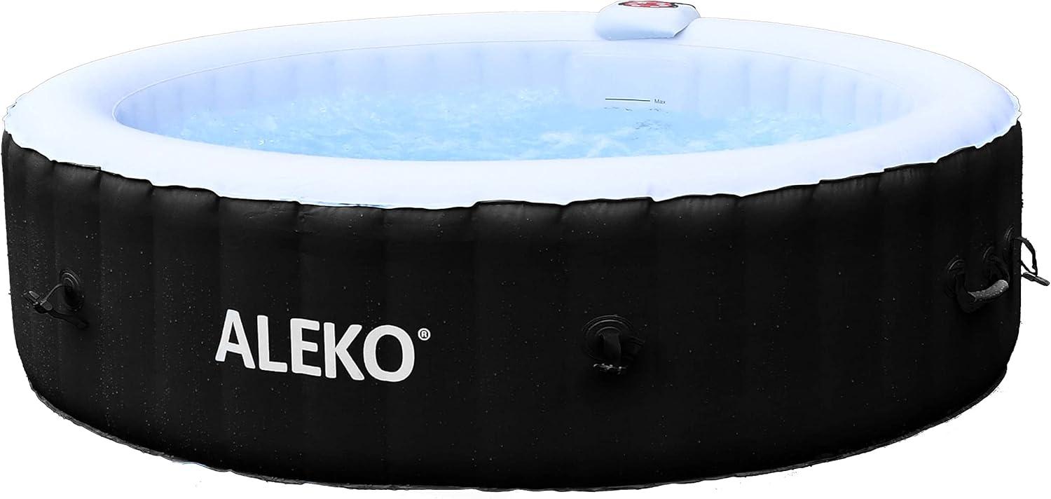 Aleko 265-Gallon Black and White Inflatable Round Hot Tub