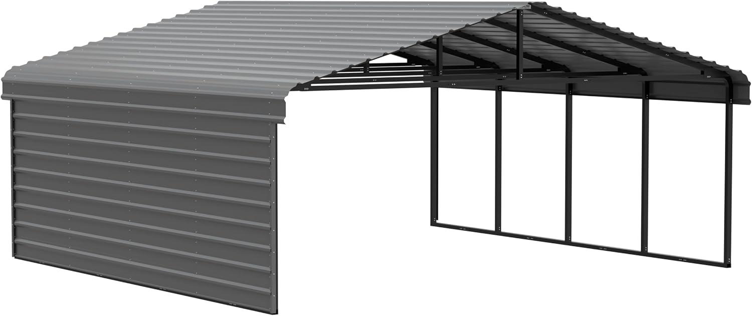 Arrow Eggshell Carport with 1-sided Enclosure