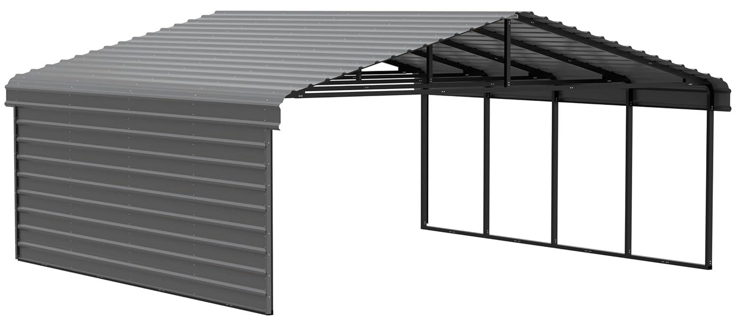 Arrow Eggshell Carport with 1-sided Enclosure