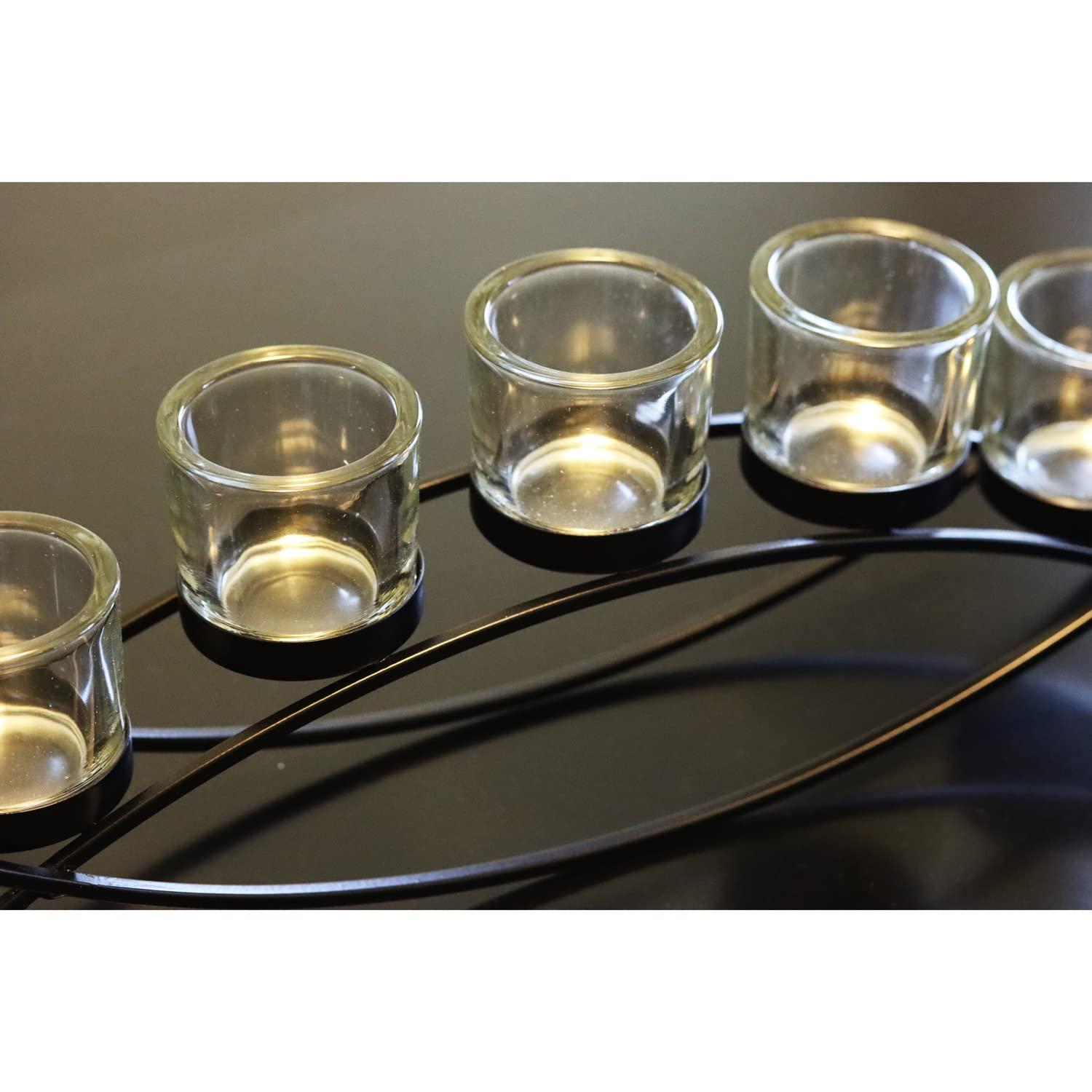 Seraphic Iron Arch Table Centerpiece Decorations Long Candle Holder for Weddings, Patio, Kitchen, Dining Room, and Coffee Tables, Black, Clear Chunky