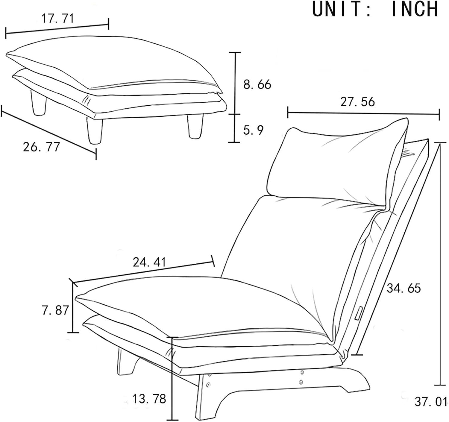 F&A LOVING Indoor Japanese Style Chaise Lounge Sofa Chair Floor Gaming Chair Lazy Sofa for Reading Game Meditating Adjustable Positions with Ottoman for Living Room, Bedroom, Balcony