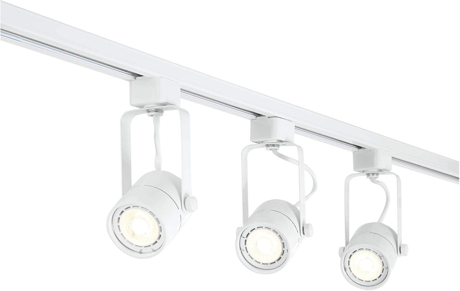 Pro Track Layna 3-Head LED Ceiling or Wall Track Light Fixture Kit Linear Bullet Spot Light GU10 Dimmable White Metal Modern Kitchen Bathroom 44" Wide