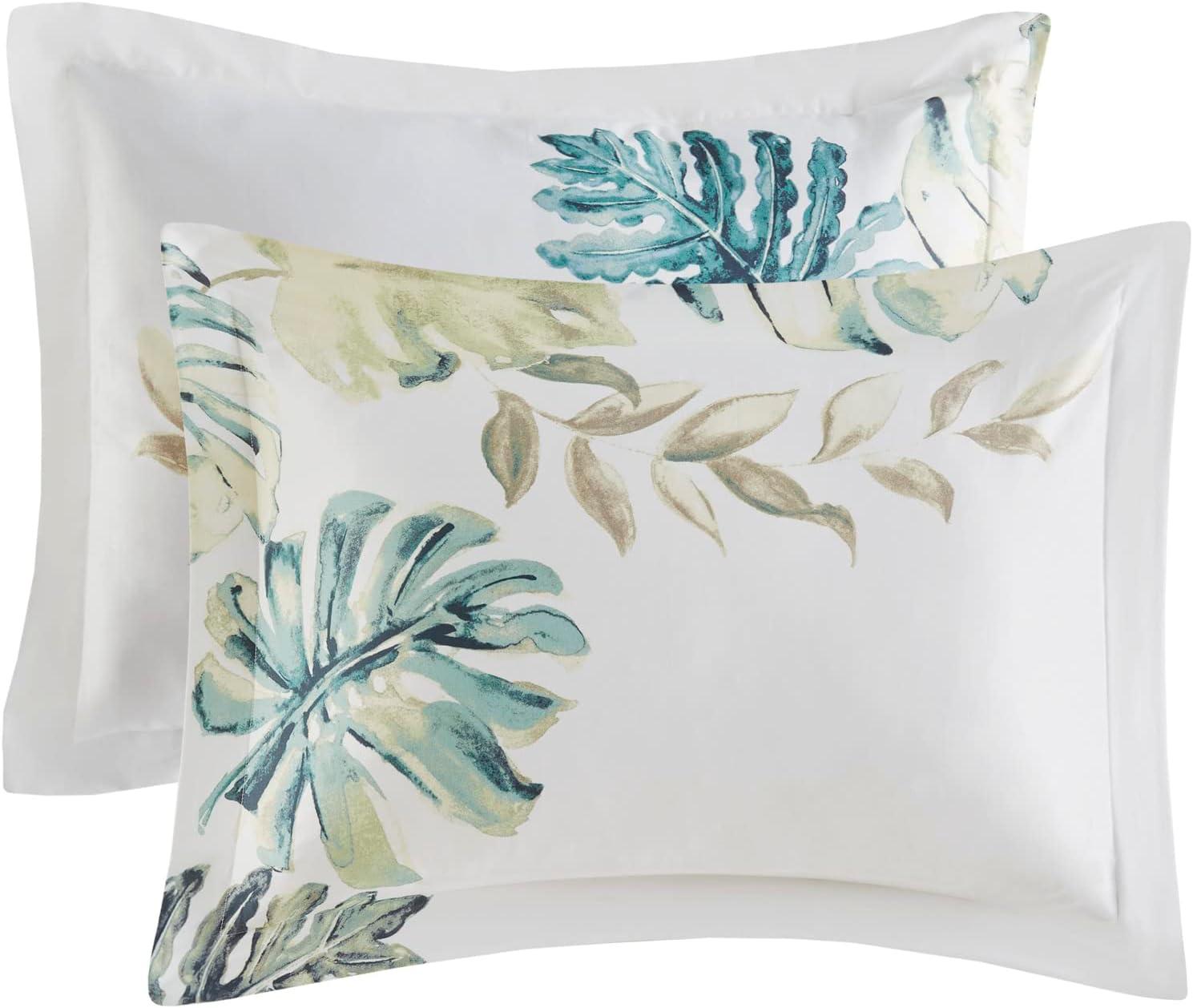 Lorelai Tropical Green and Blue Cotton Full/Queen Duvet Cover Set