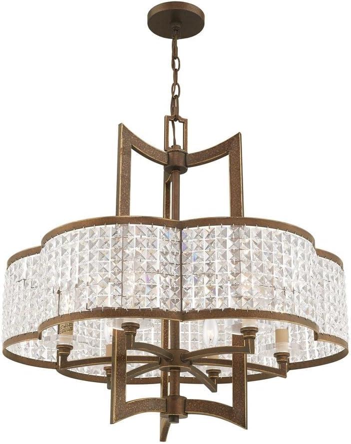 Palacial Bronze 6-Light Chandelier with Clear Crystal Shade