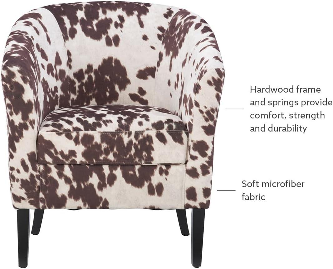 Simon Modern Barrel Club Chair: Udder Madness Pattern, Microfiber - Linon