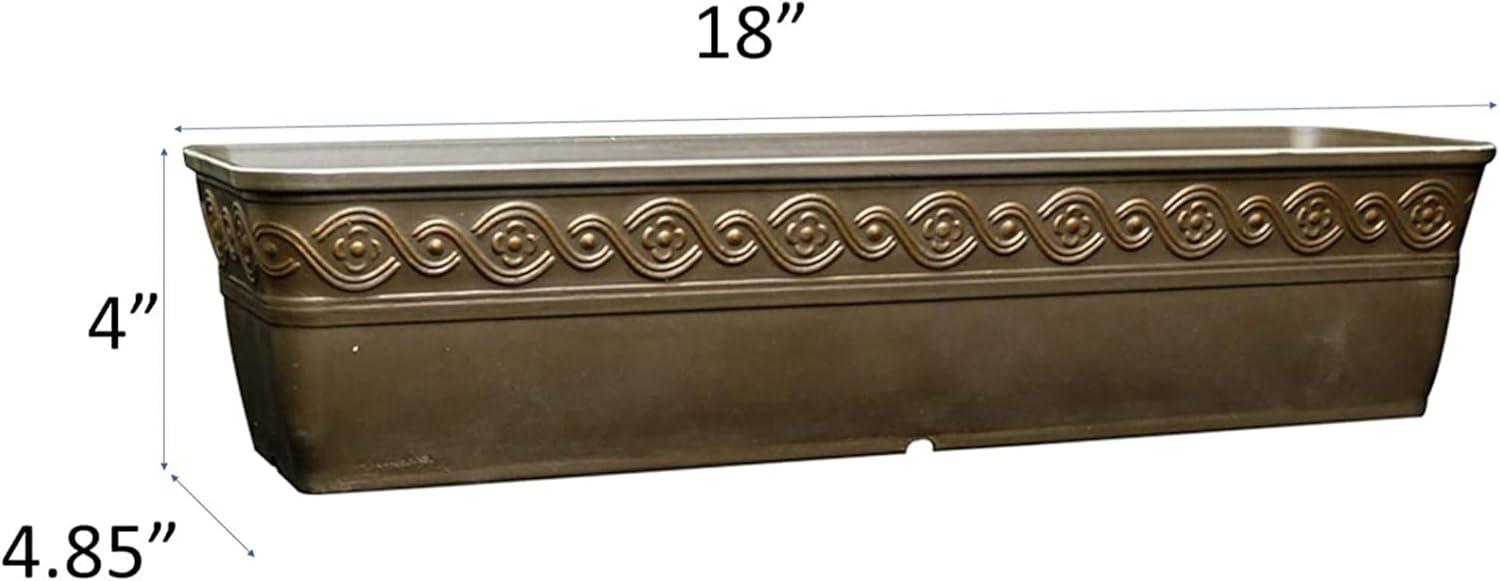 Classic Home and Garden Indoor/Outdoor Rectangle Trough Corinthian Flower Pot Planter, Concrete Grey Color, 18"