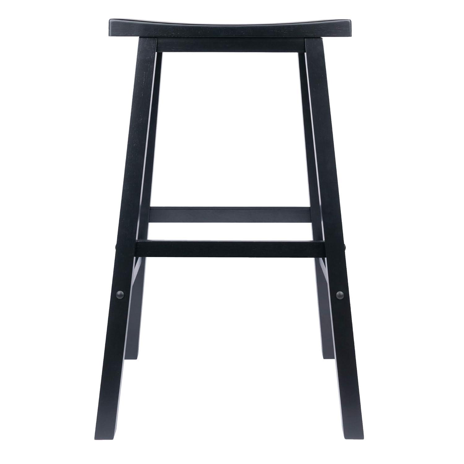 29" Satori Saddle Seat Barstool Black - Winsome: Solid Wood, High-Top Counter, Backless Design