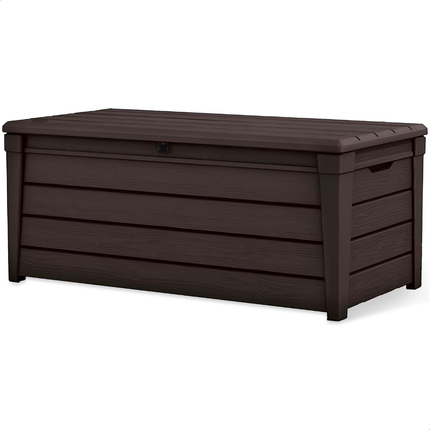 Keter Keter Brightwood 120 Gallon Large Durable Outdoor Storage and Weather Resistant Resin Deck Box