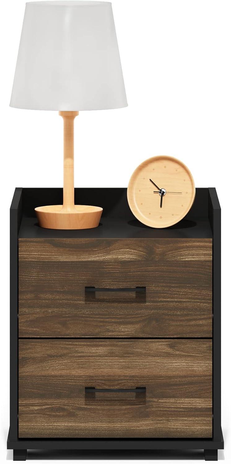 Furinno  Tidur Modern Bedroom Bedside Tables Handle 2-Drawer Chest Nightstand