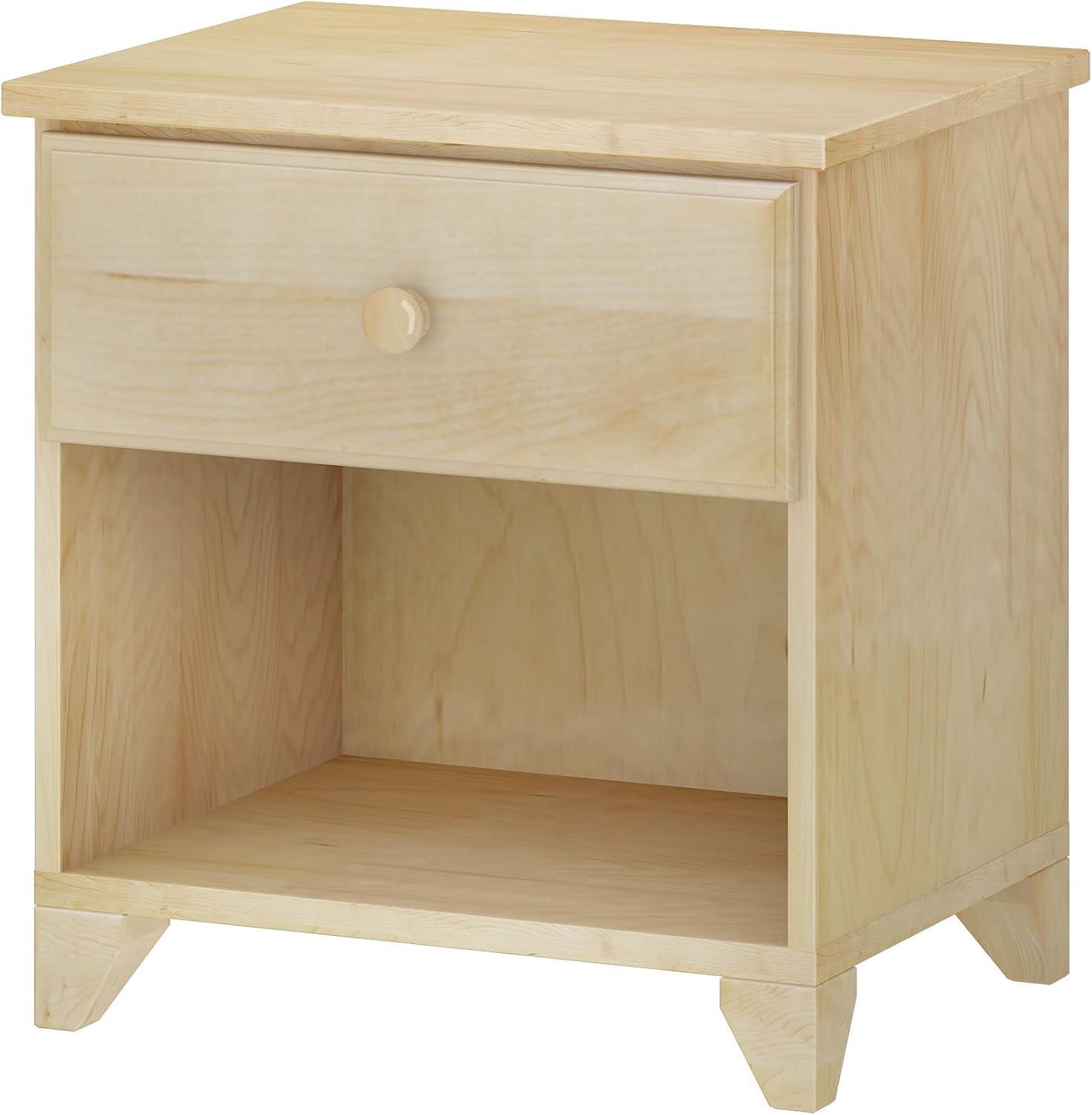 Max & Lily Classic Wood Nightstand with 1 Drawer, Kids Bedside Table/End Table, Small Nightstand for Bedroom, Natural
